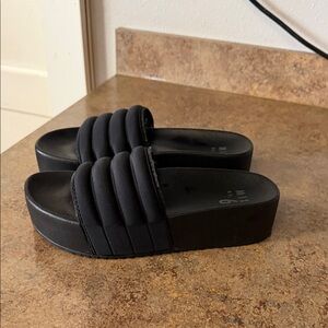 Mix No. 6 Black Padded Platform Slide Sandals